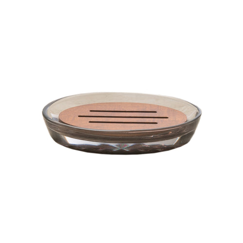 Acacia Wood and Glass Bath Accessories, Soap Dish