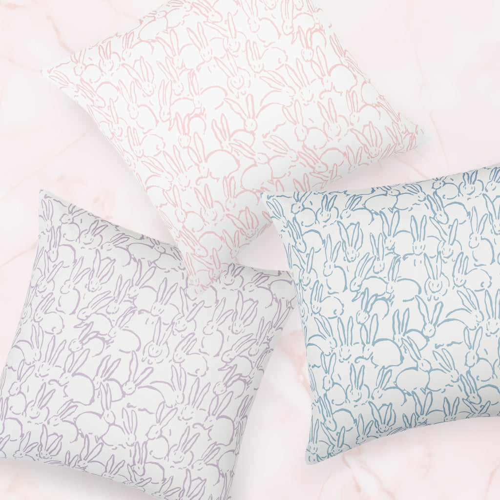 The Purple Bunnies Square Throw Pillow