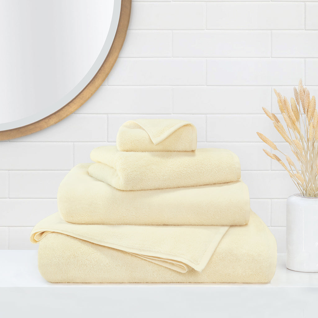 Bedroom inspiration and bedding decor | Plush Buttercup Yellow Towel Essentials Bundle (2 Wash + 2 Hand + 2 Bath Towels) Duvet Cover | Crane and Canopy