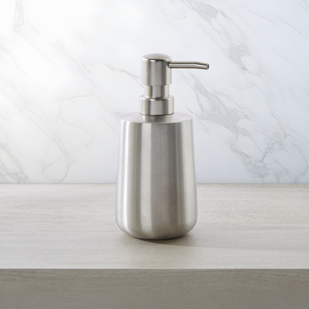 Classic Brushed Stainless Steel Bath Accessories, Soap/Lotion Pump