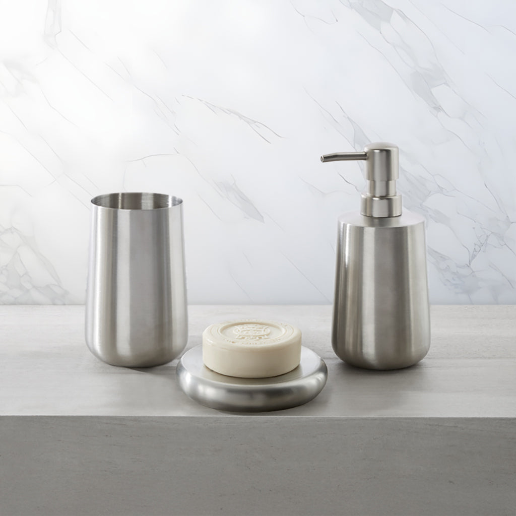 Classic Brushed Stainless Steel Bath Accessories, Soap/Lotion Pump