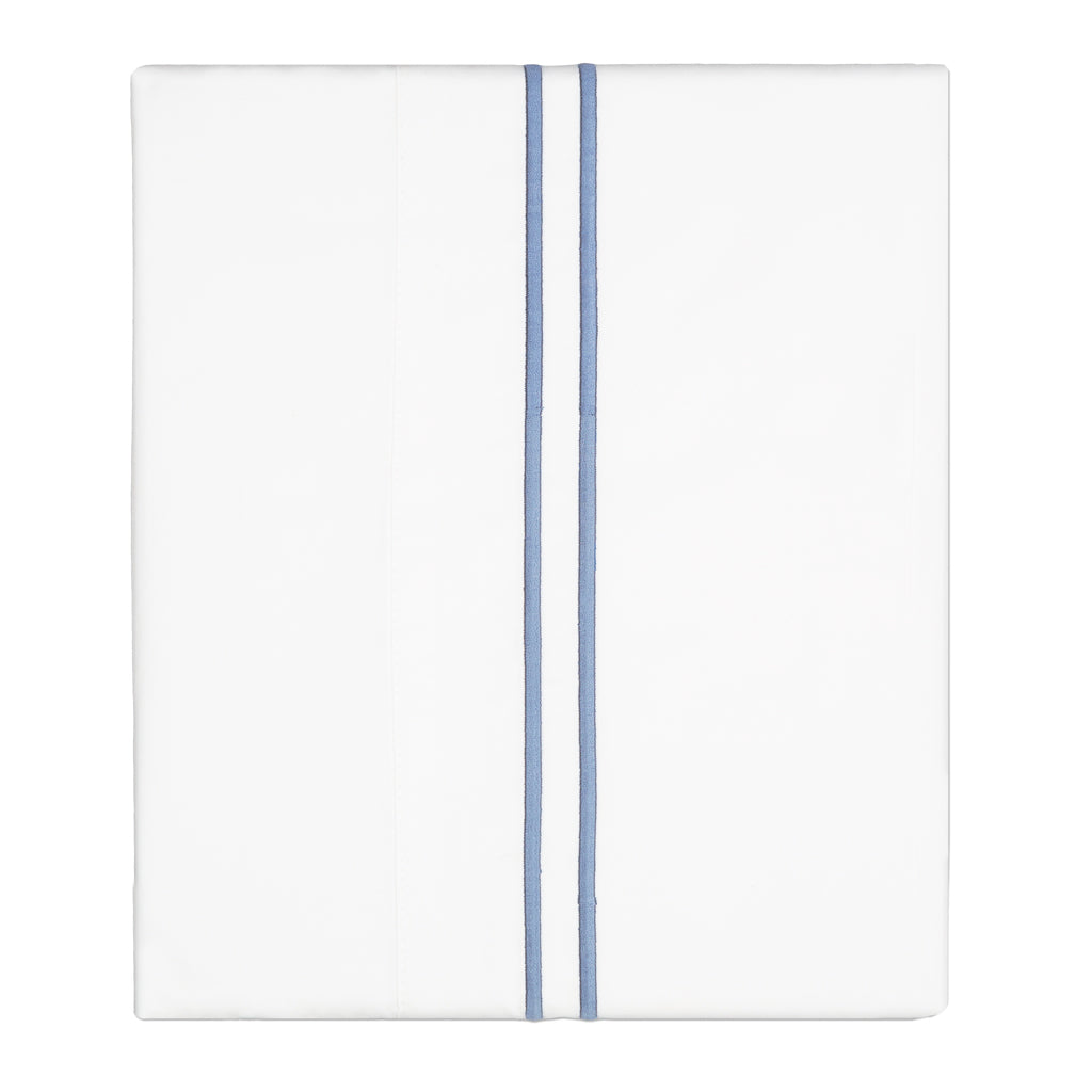 Coastal Blue Lines Embroidered Flat Sheet