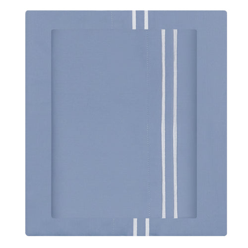 Coastal Blue 400 Thread Count Embroidered Lines Sheet Set (Fitted, Flat, & Pillow Cases)