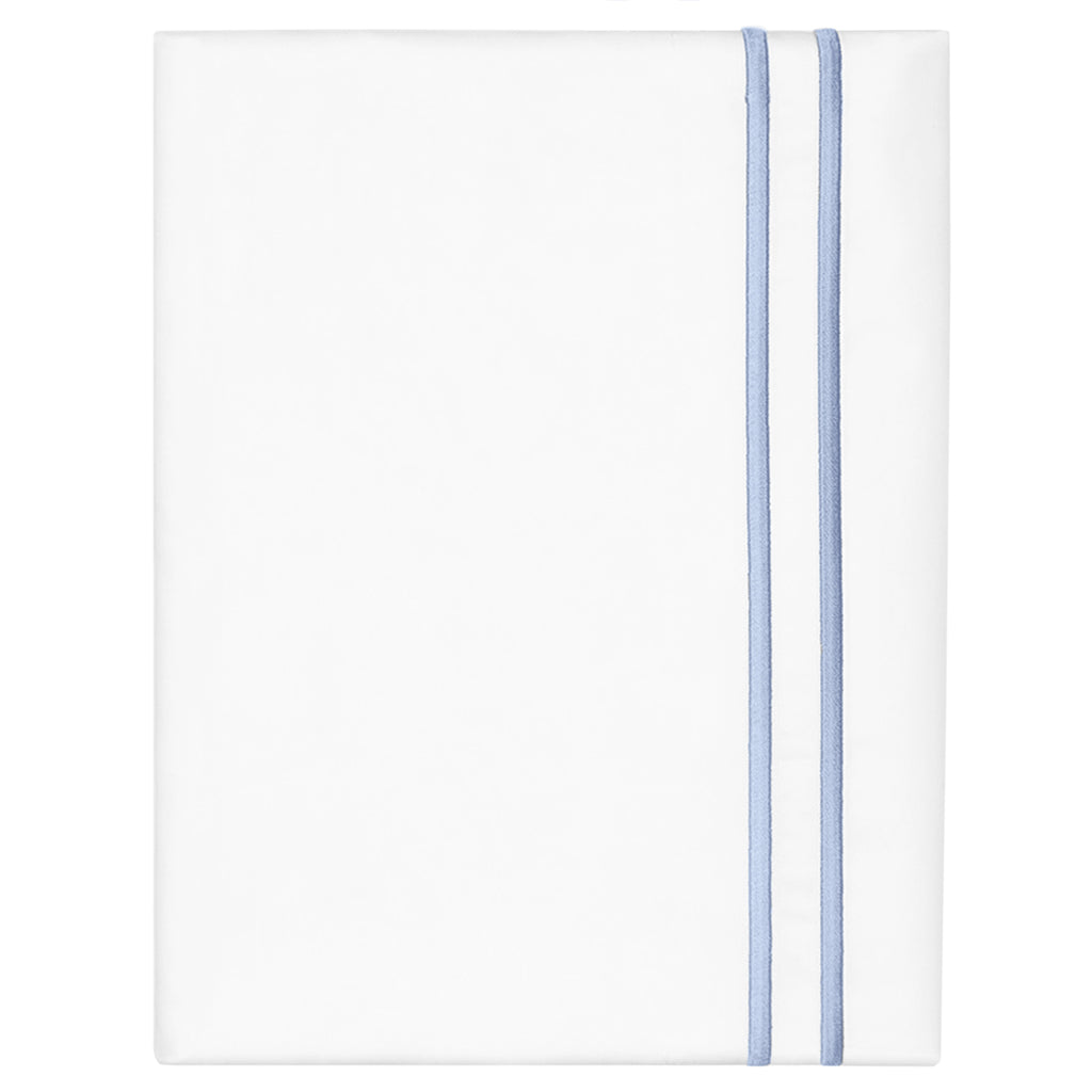 Cornflower Blue Lines Embroidered Pillowcase Pair