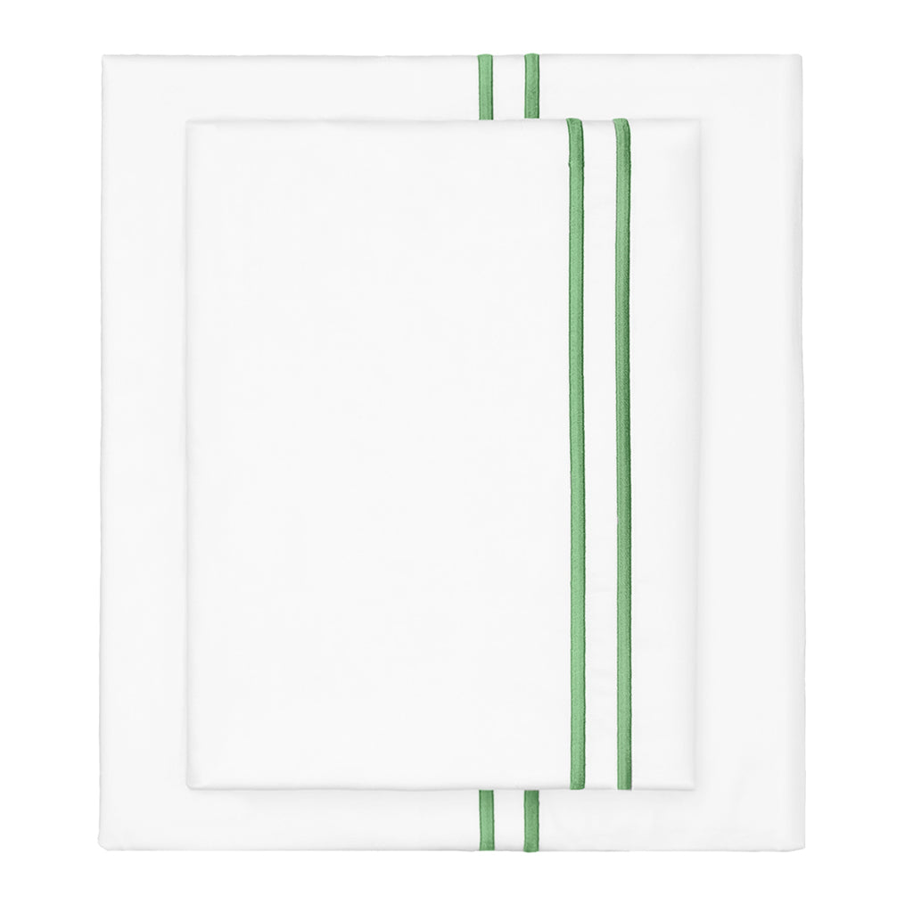 Palm Green Lines Embroidered Pillowcase Pair