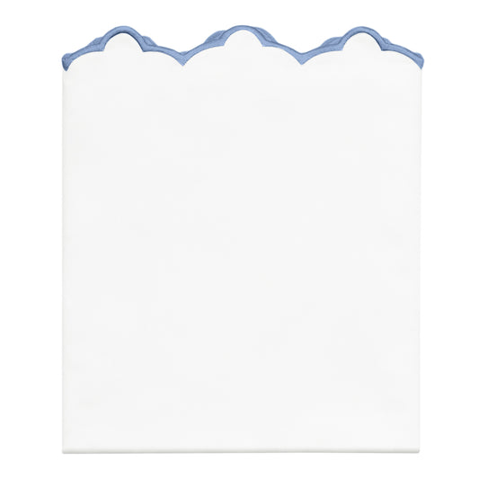 Coastal Blue Scalloped Embroidered Pillowcase Pair
