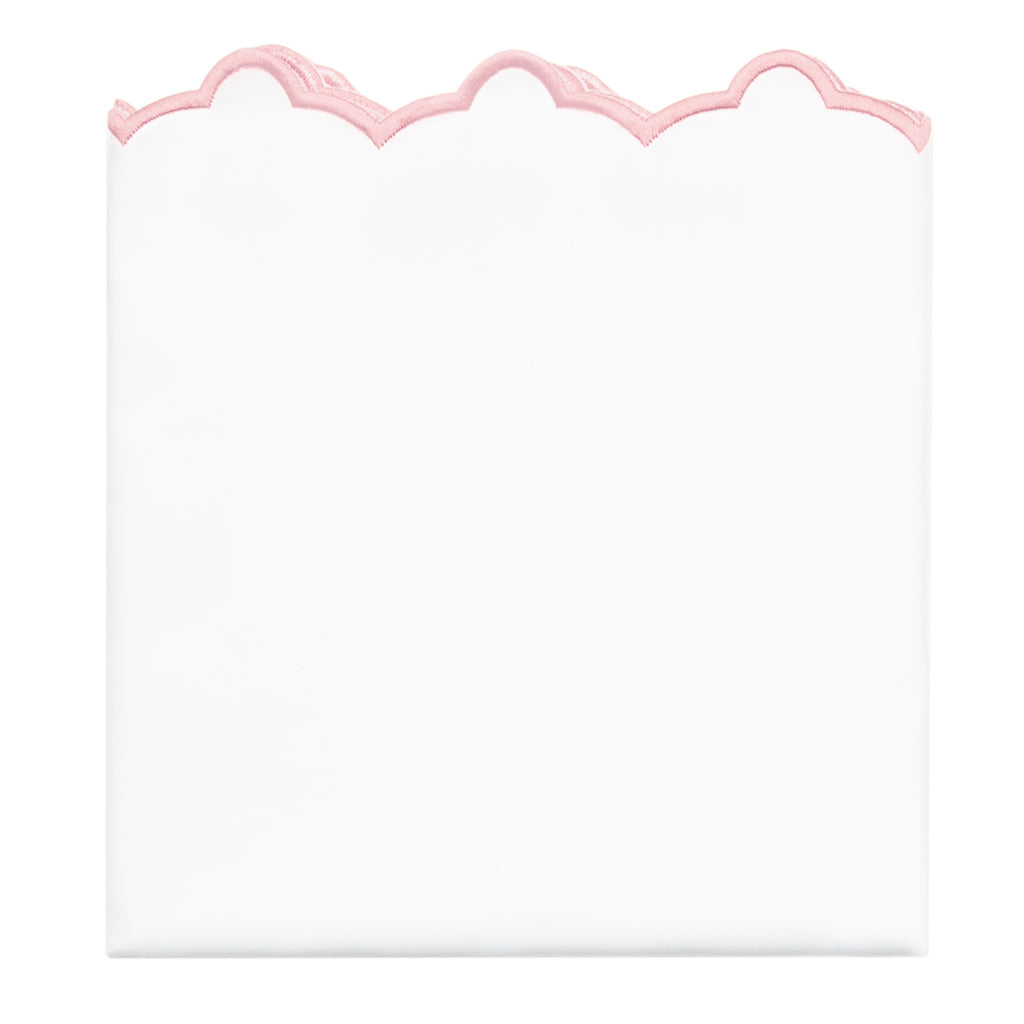 Pink Scalloped Embroidered Pillowcase Pair