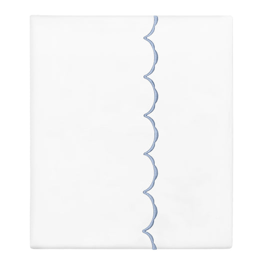 Cornflower Blue Wavelet Embroidered Flat Sheet