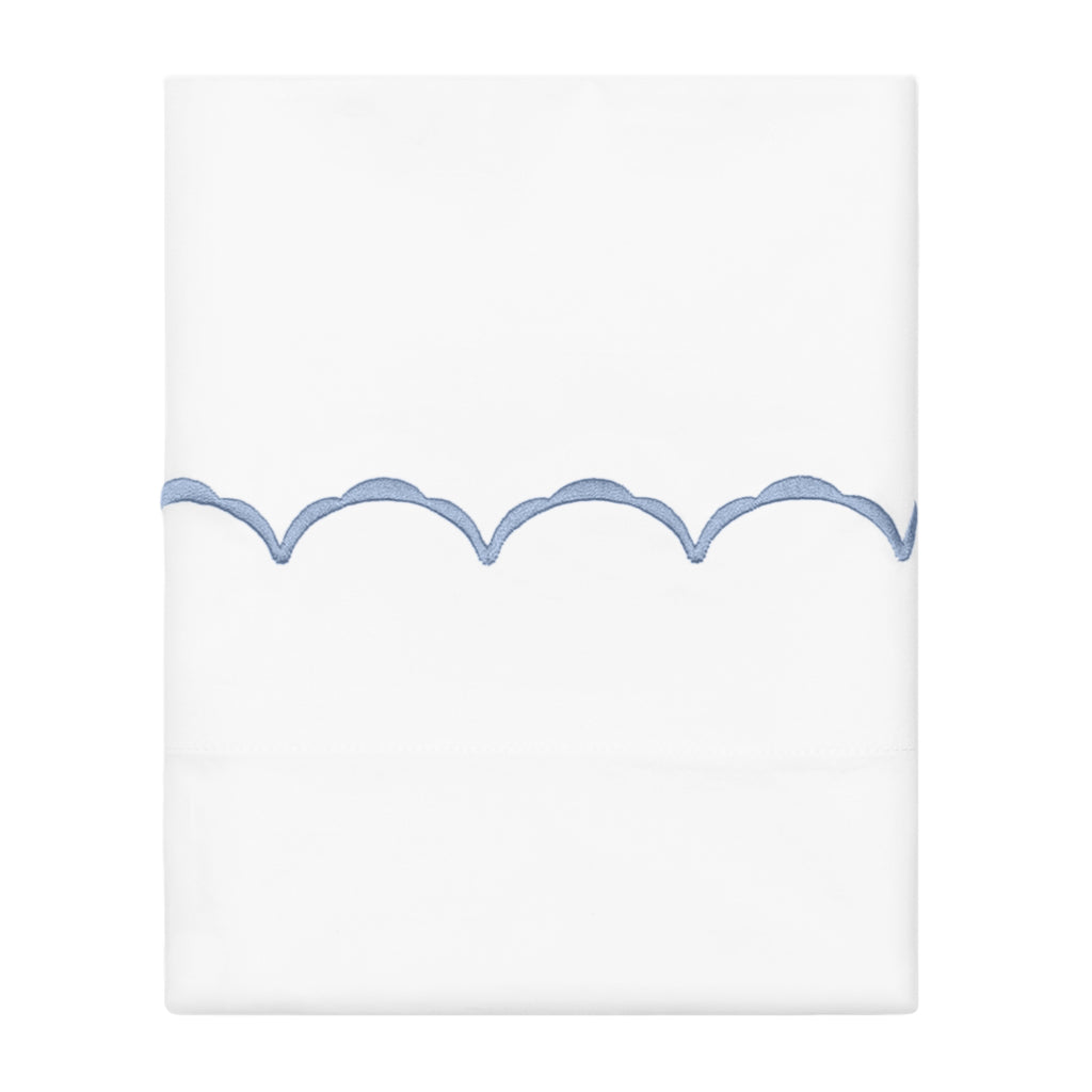 Cornflower Blue Wavelet Embroidered Pillowcase Pair