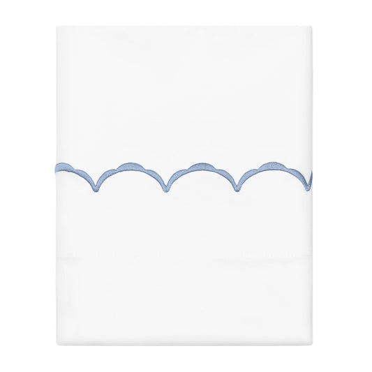 Cornflower Blue Wavelet Embroidered Pillowcase Pair