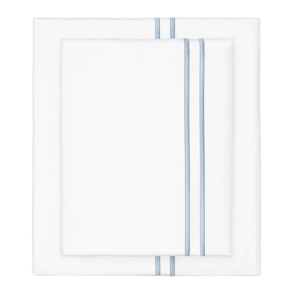 French Blue Lines Embroidered Flat Sheet