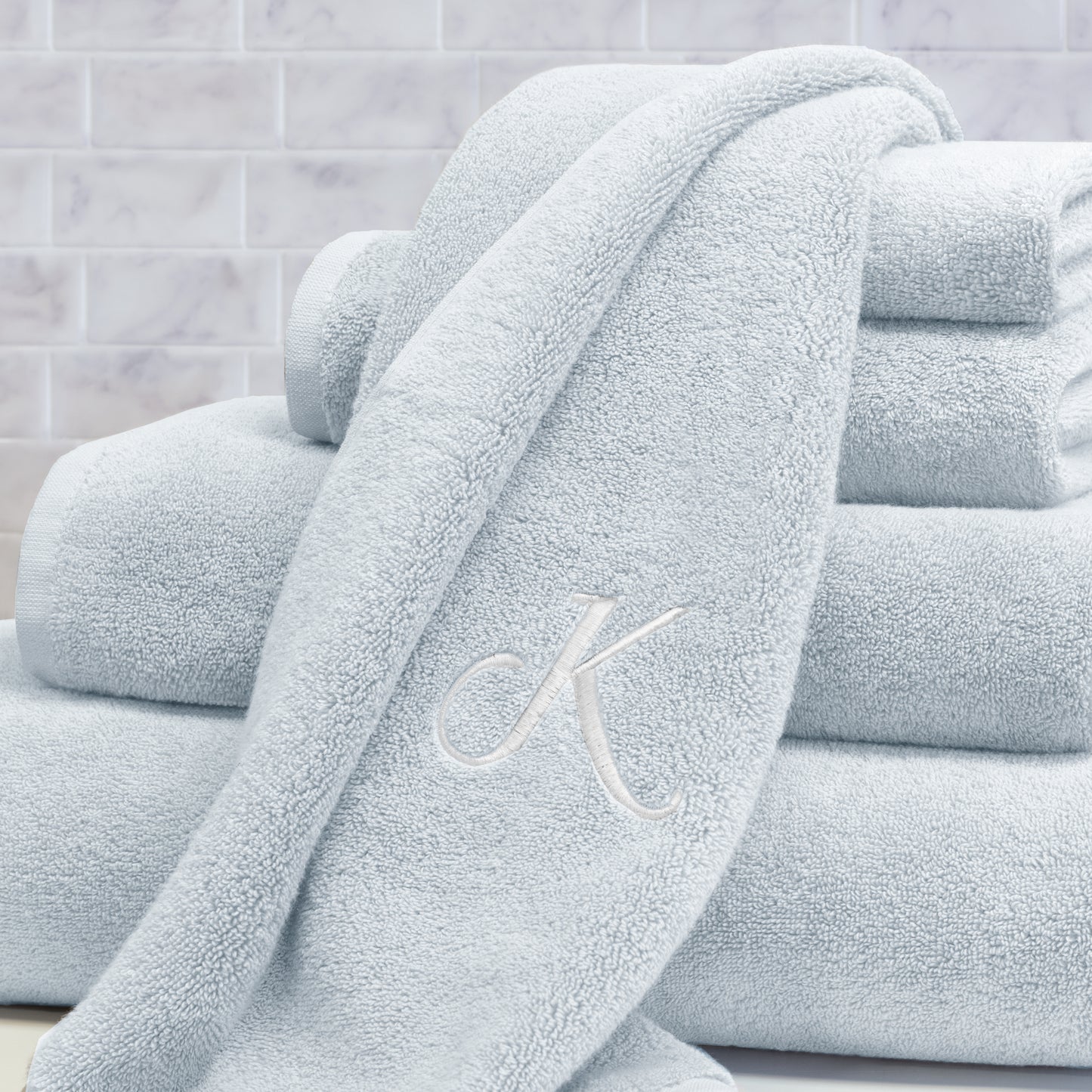 Plush Ice Blue Towel Spa Bundle (2 Wash + 2 Hand + 4 Bath Towels)