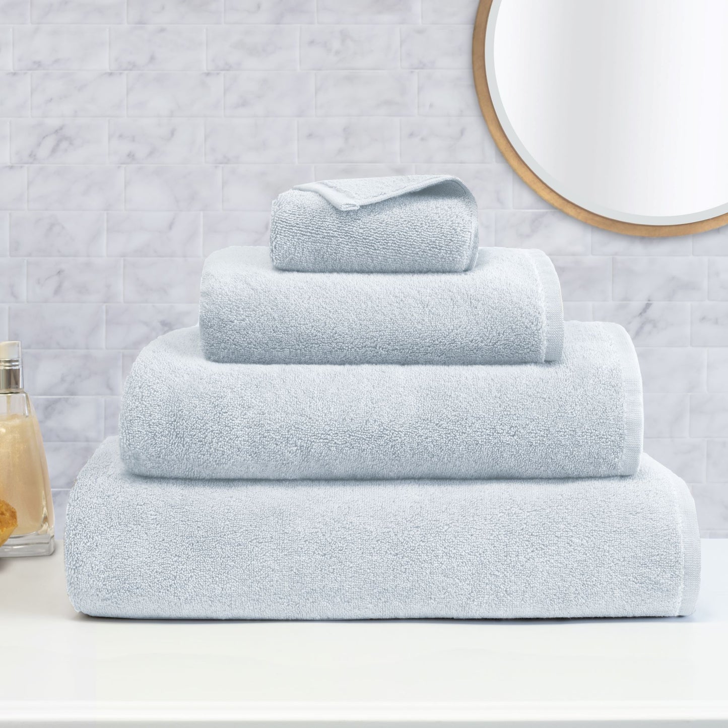 Plush Ice Blue Towel Essentials Bundle (2 Wash + 2 Hand + 2 Bath Towels)