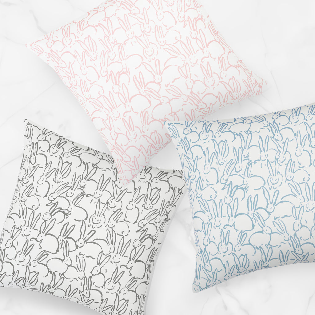 The Grey Bunnies Square Throw Pillow