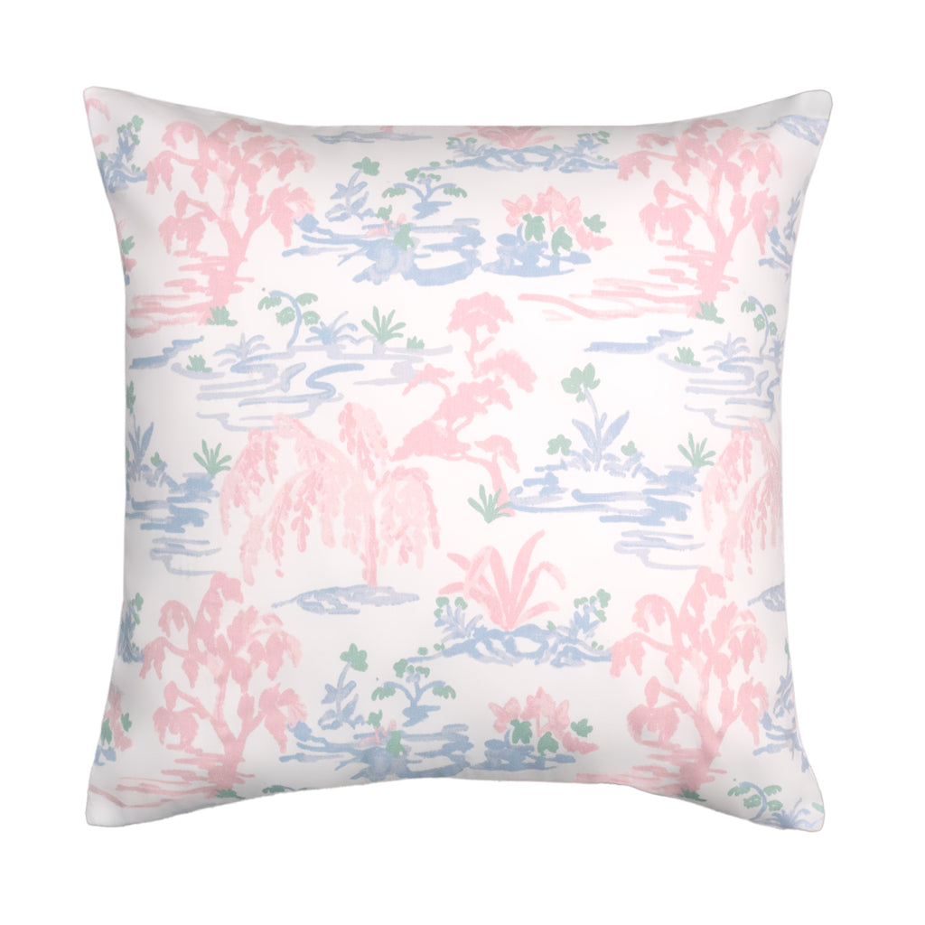 The Pink and Blue Tranquility Square Throw Pillow
