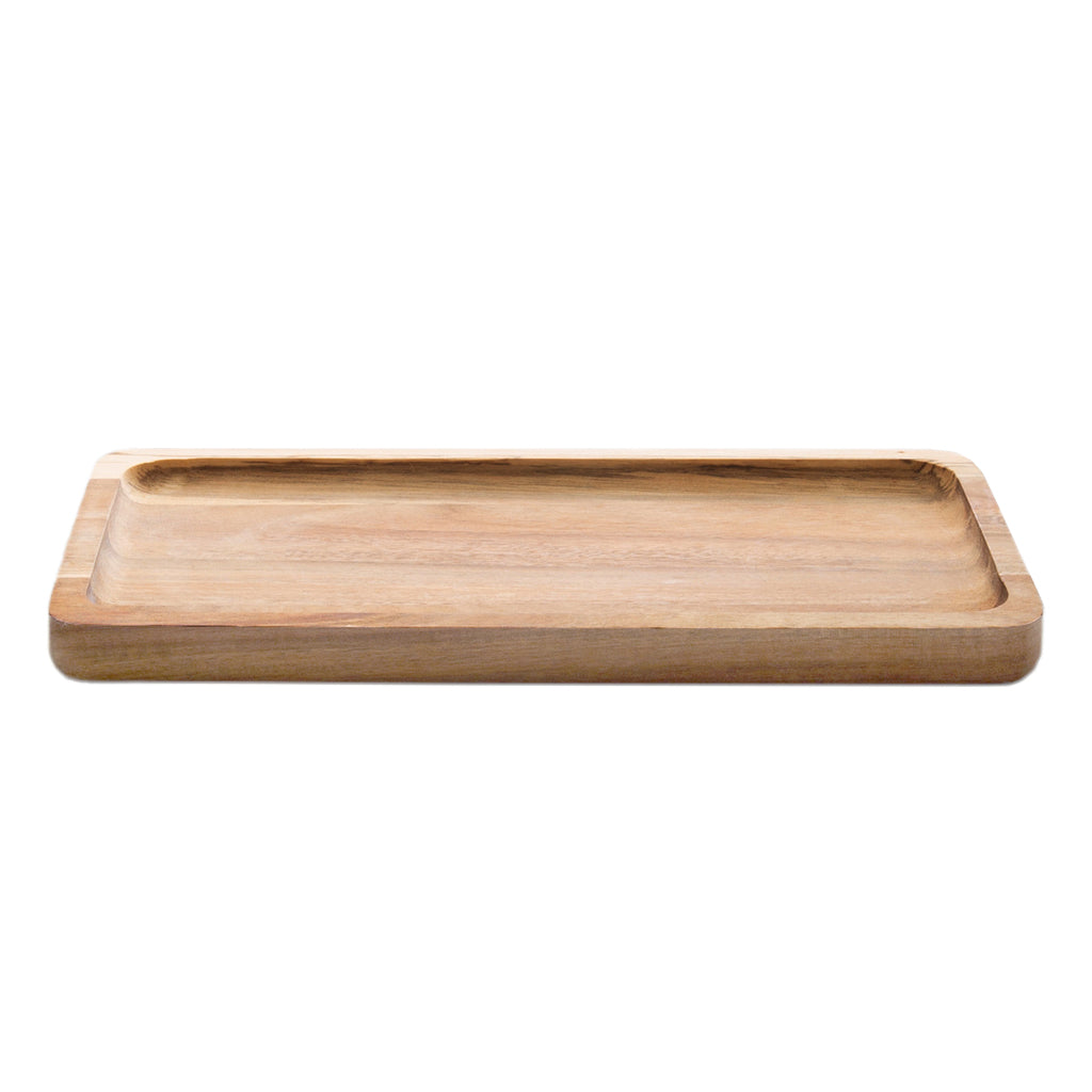 Acacia Wood and Glass Bath Accessories, Rectangle Tray