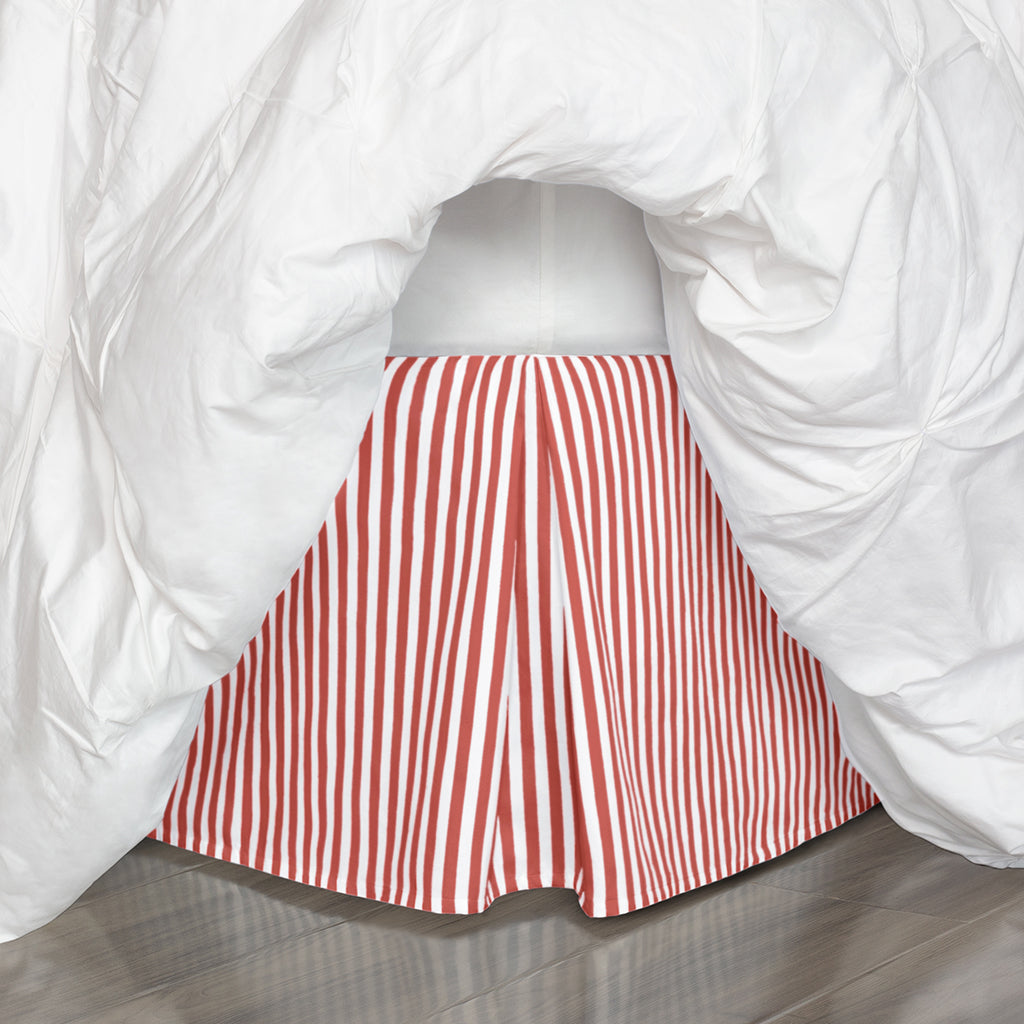 Red Striped Bed Skirt