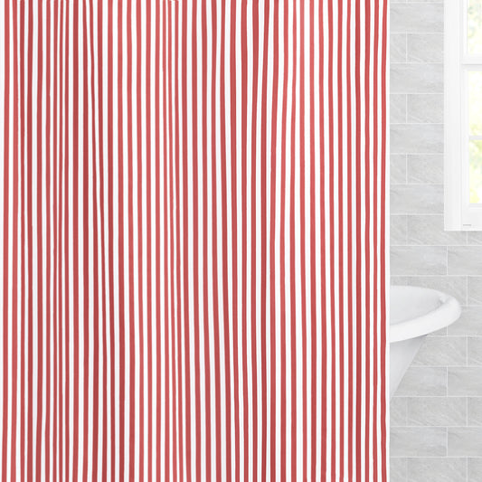 The Red Striped Shower Curtain