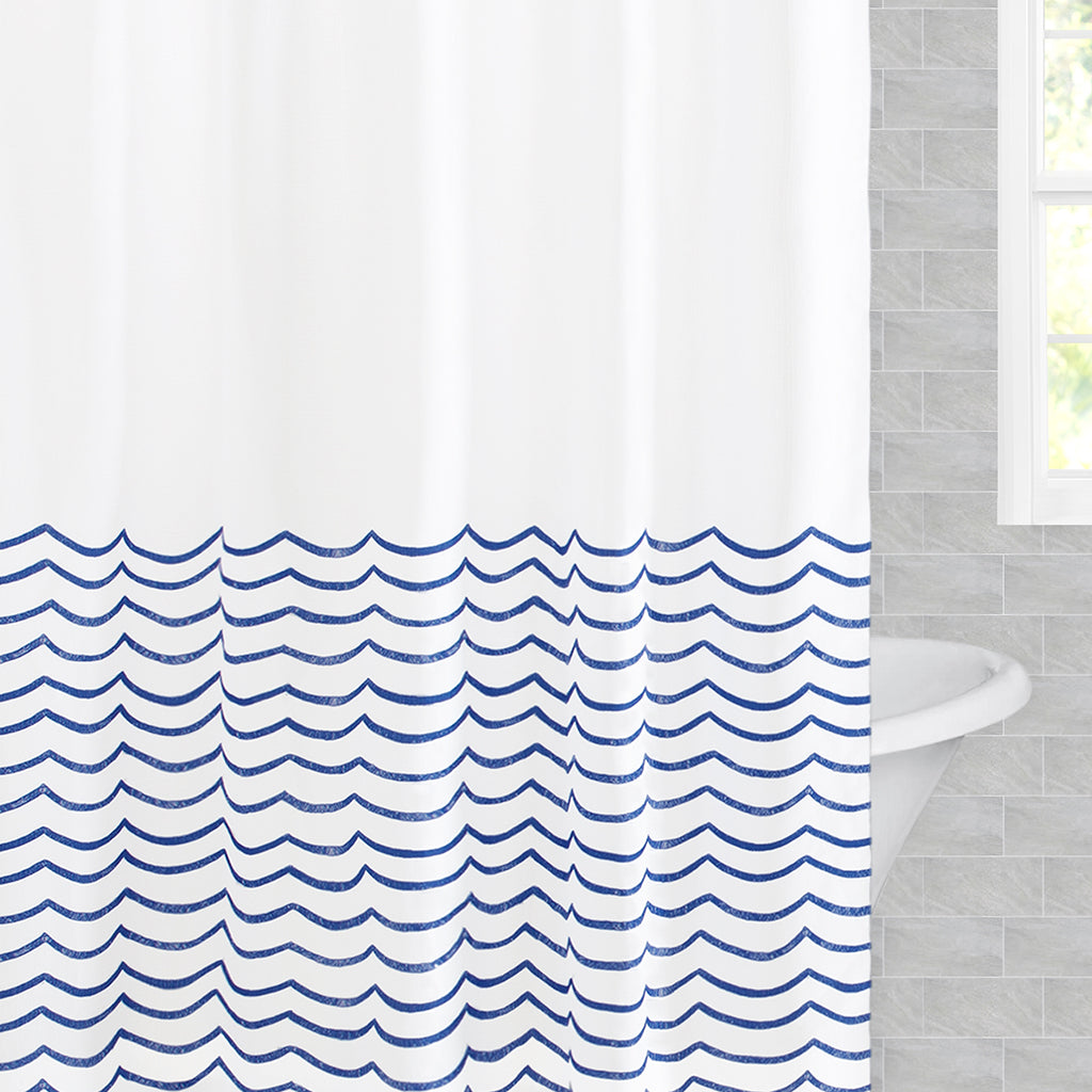 Bedroom inspiration and bedding decor | The Sea Waves Shower Curtain Duvet Cover | Crane and Canopy