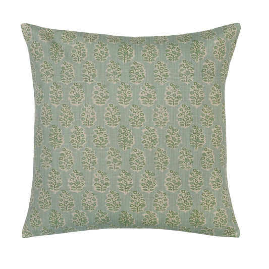 The Green Sea Blossom Square Throw Pillow