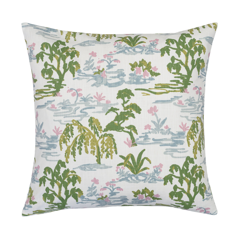 The Green and Pink Tranquility Square Throw Pillow
