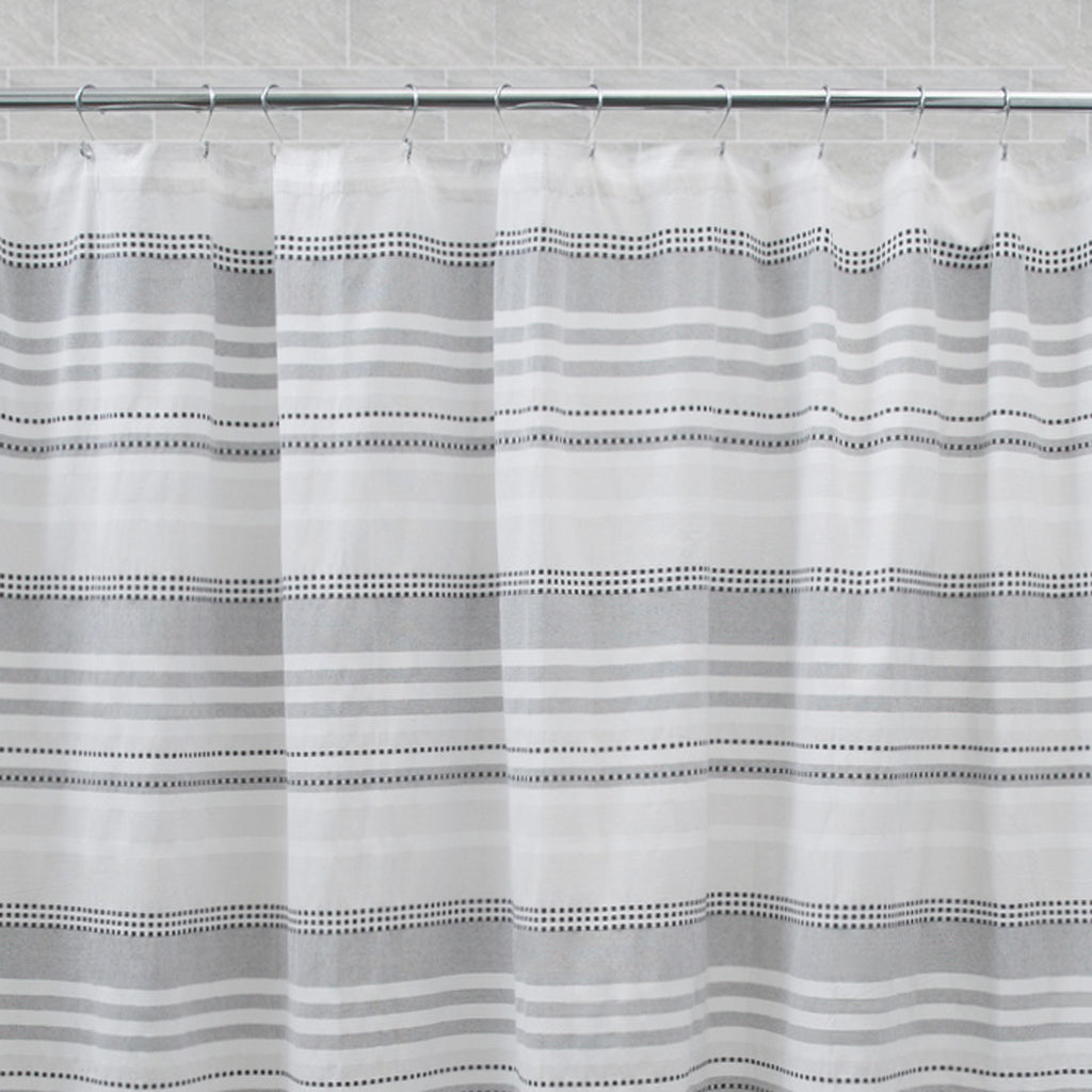 The Grey Dotted Stripe Shower Curtain