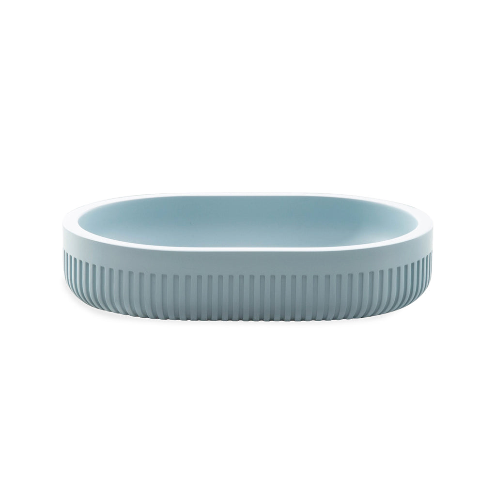 Modern Ribbed Blue Bath Accessories, Soap Dish