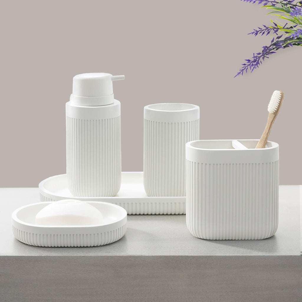 Modern Ribbed Pearl Bath Accessories, Tumbler