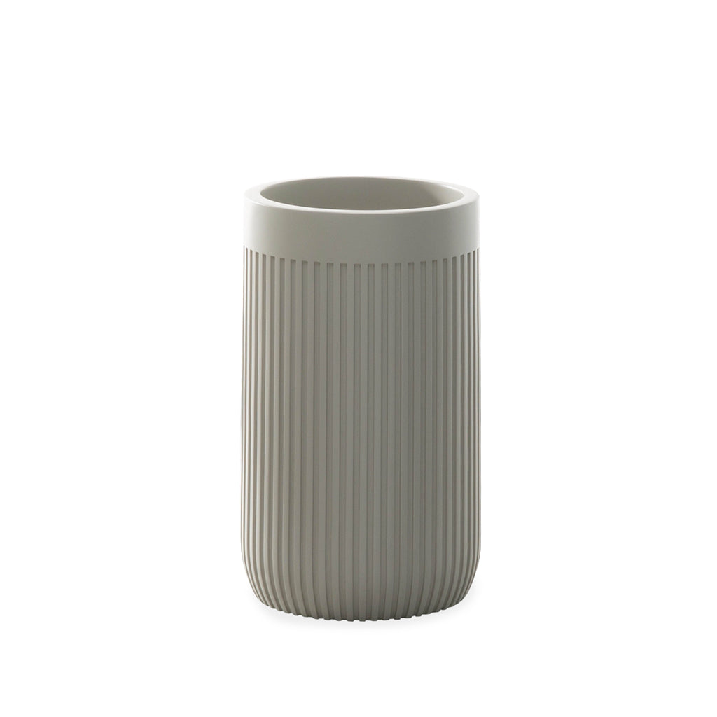 Modern Ribbed Taupe Bath Accessories, Tumbler