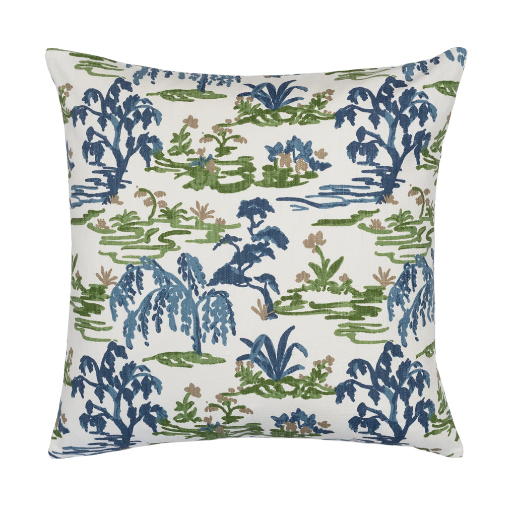 The Navy and Green Tranquility Square Throw Pillow