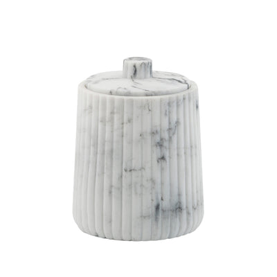 Ribbed Grey Marble Bath Accessories, Cotton Jar