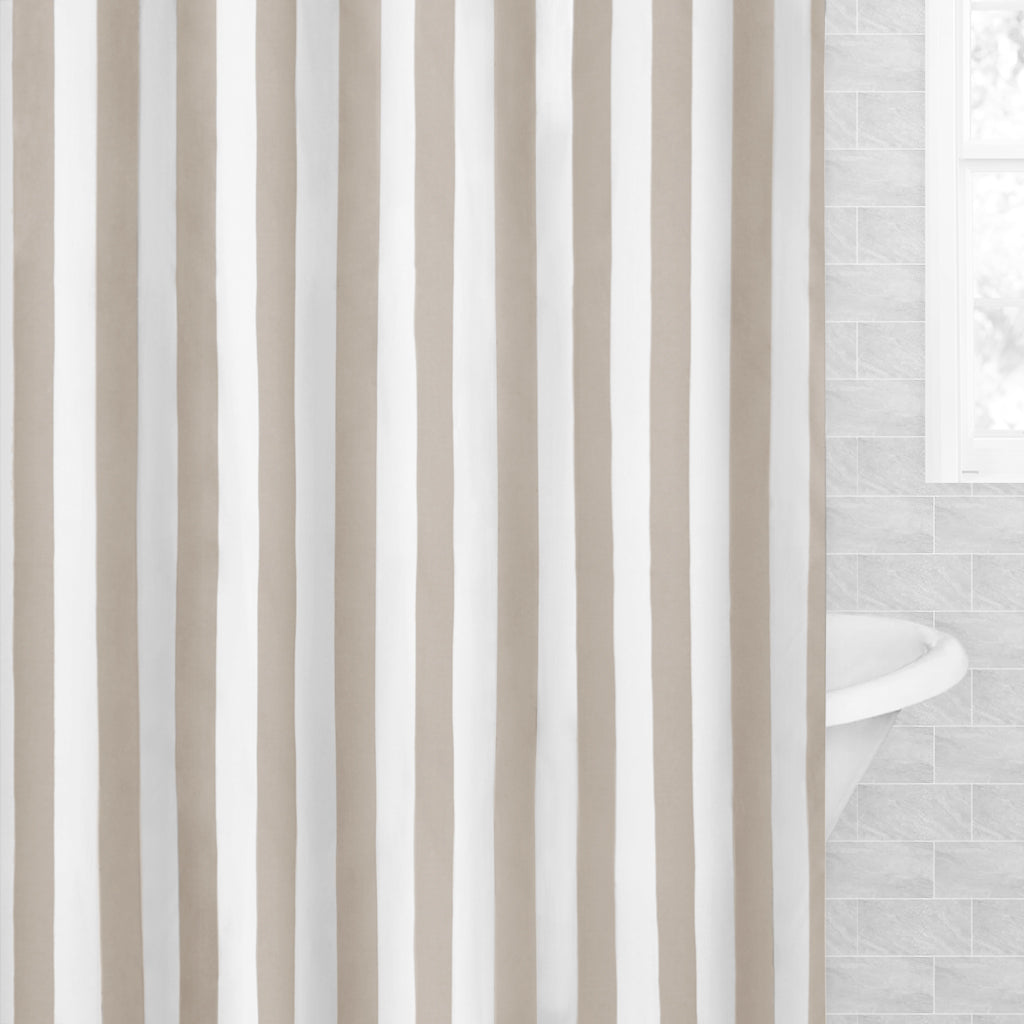 Bedroom inspiration and bedding decor | The Taupe Sailor Striped Shower Curtain Duvet Cover | Crane and Canopy