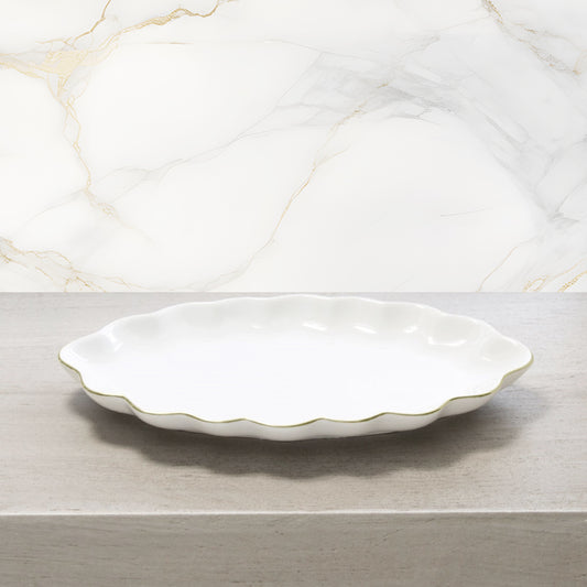 Gold Scalloped Porcelain Bath Accessories, Tray