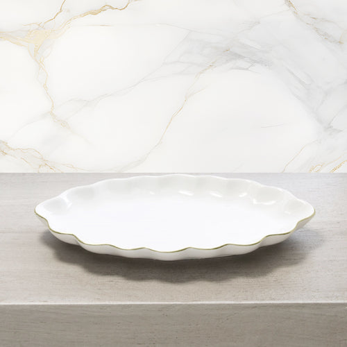 Gold Scalloped Porcelain Bath Accessories, Tray