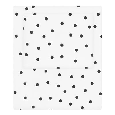 Black and White Polka Dots Sheet Set  (Fitted, Flat, & Pillow Cases)