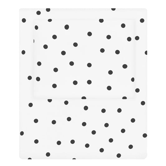 Black and White Polka Dots Sheet Set 2 (Fitted & Pillow Cases)