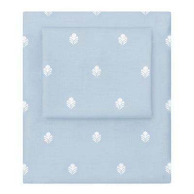 Blue Flora Sheet Set  (Fitted, Flat, & Pillow Cases)