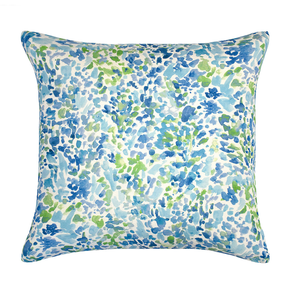 Bedroom inspiration and bedding decor | The Blue and Green Garden Watercolor Square Throw Pillow Duvet Cover | Crane and Canopy