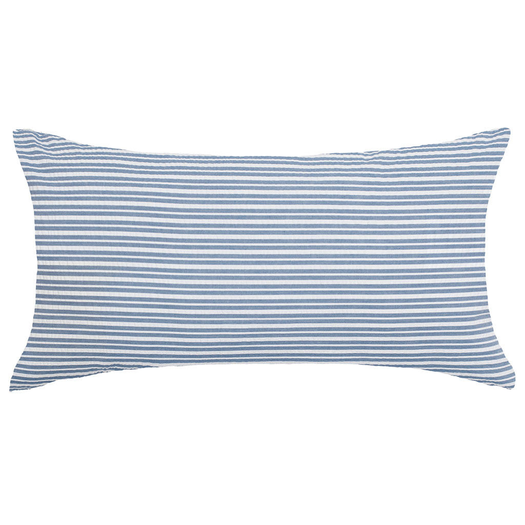 Bedroom inspiration and bedding decor | Dusk Blue Seersucker Throw Pillow Duvet Cover | Crane and Canopy