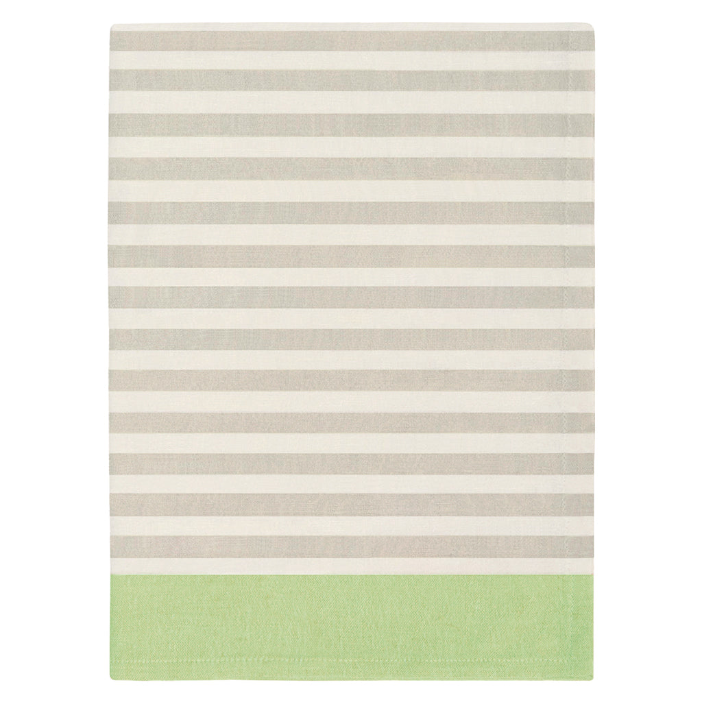 Border Stripe Beige and Green Tea Towel Â