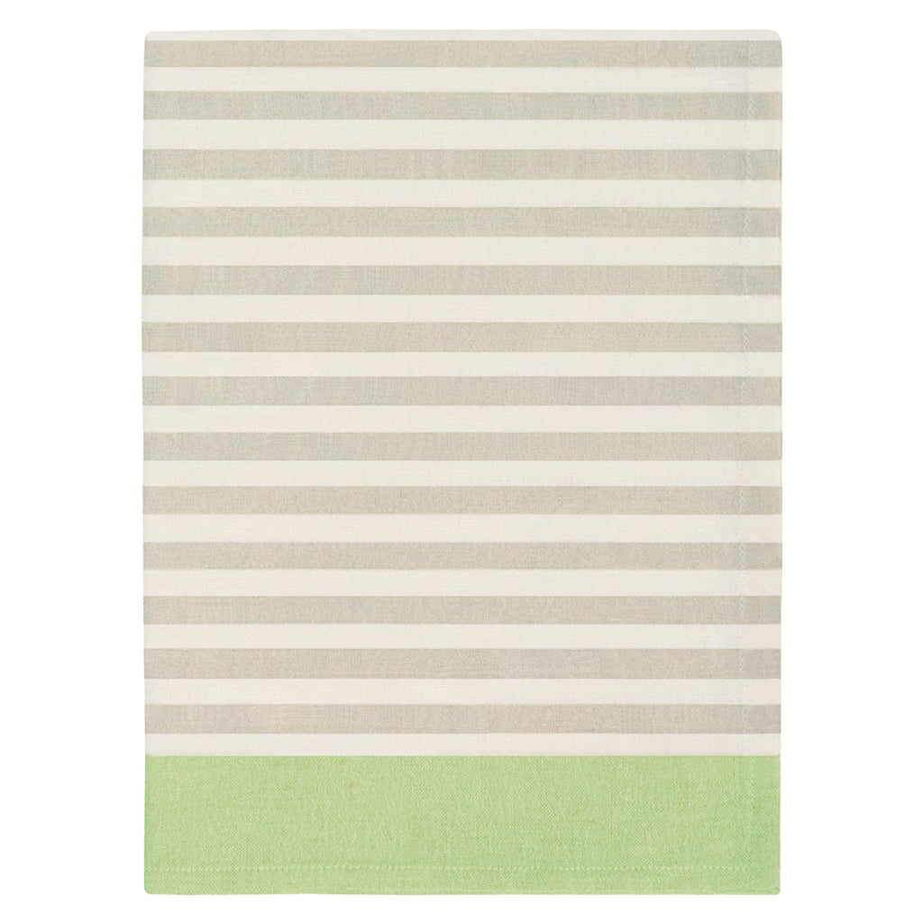 Bedroom inspiration and bedding decor | Border Stripe Beige and Green Tea Towel   Duvet Cover | Crane and Canopy