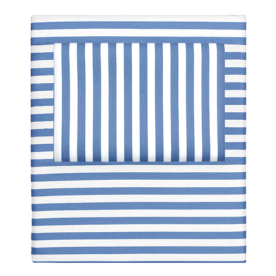 Capri Blue Striped Flat Sheet