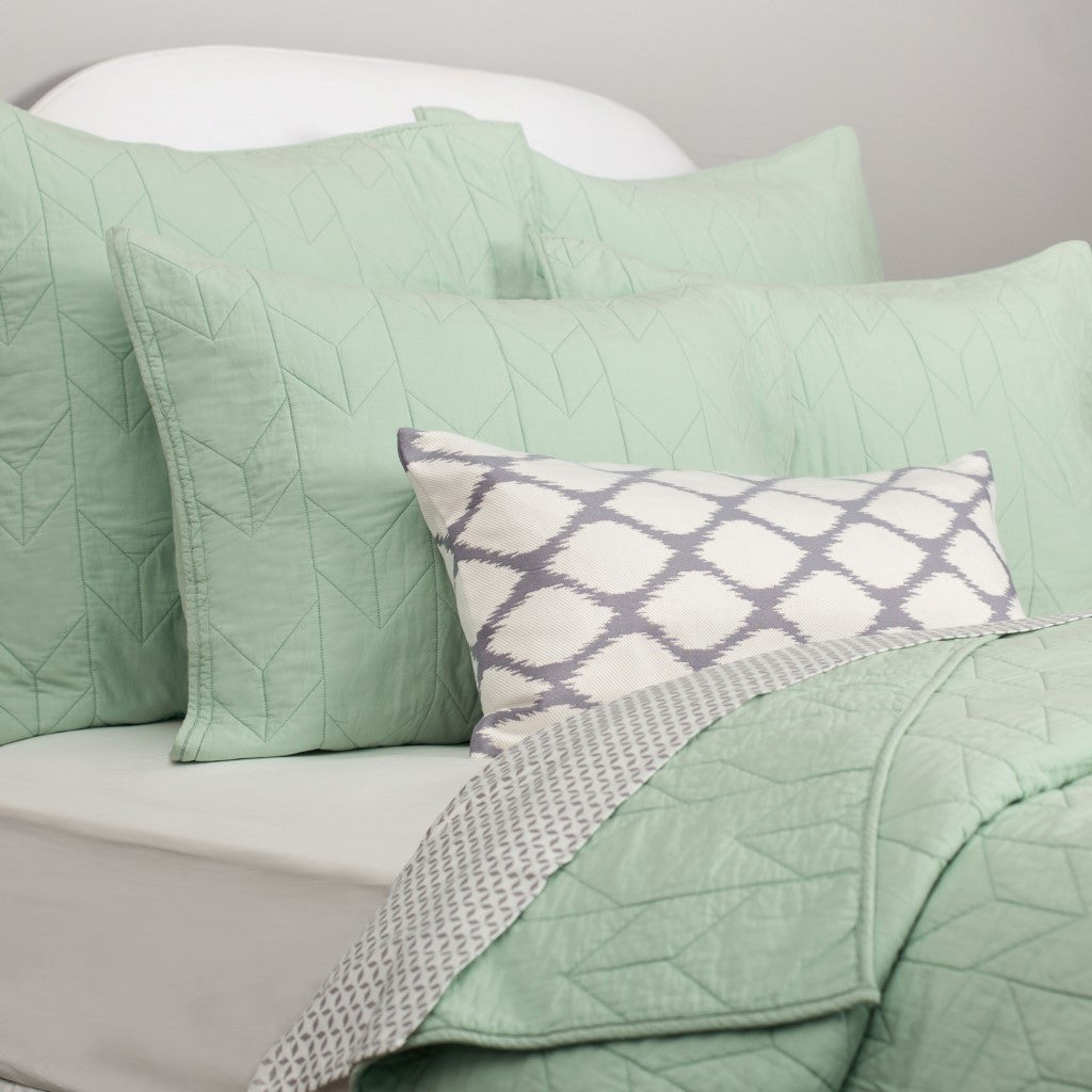 The Chevron Seafoam Green Quilt & Sham
