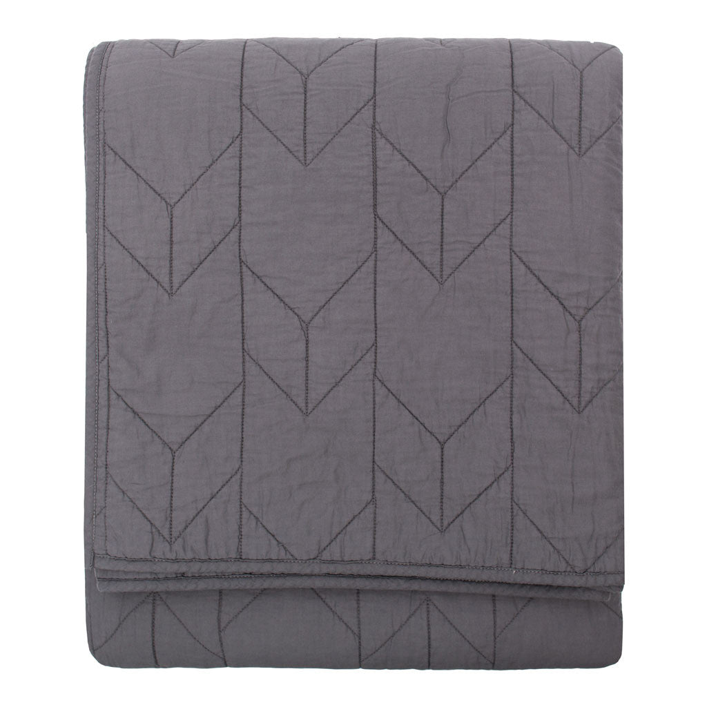 The Chevron Charcoal Grey Quilt & Sham
