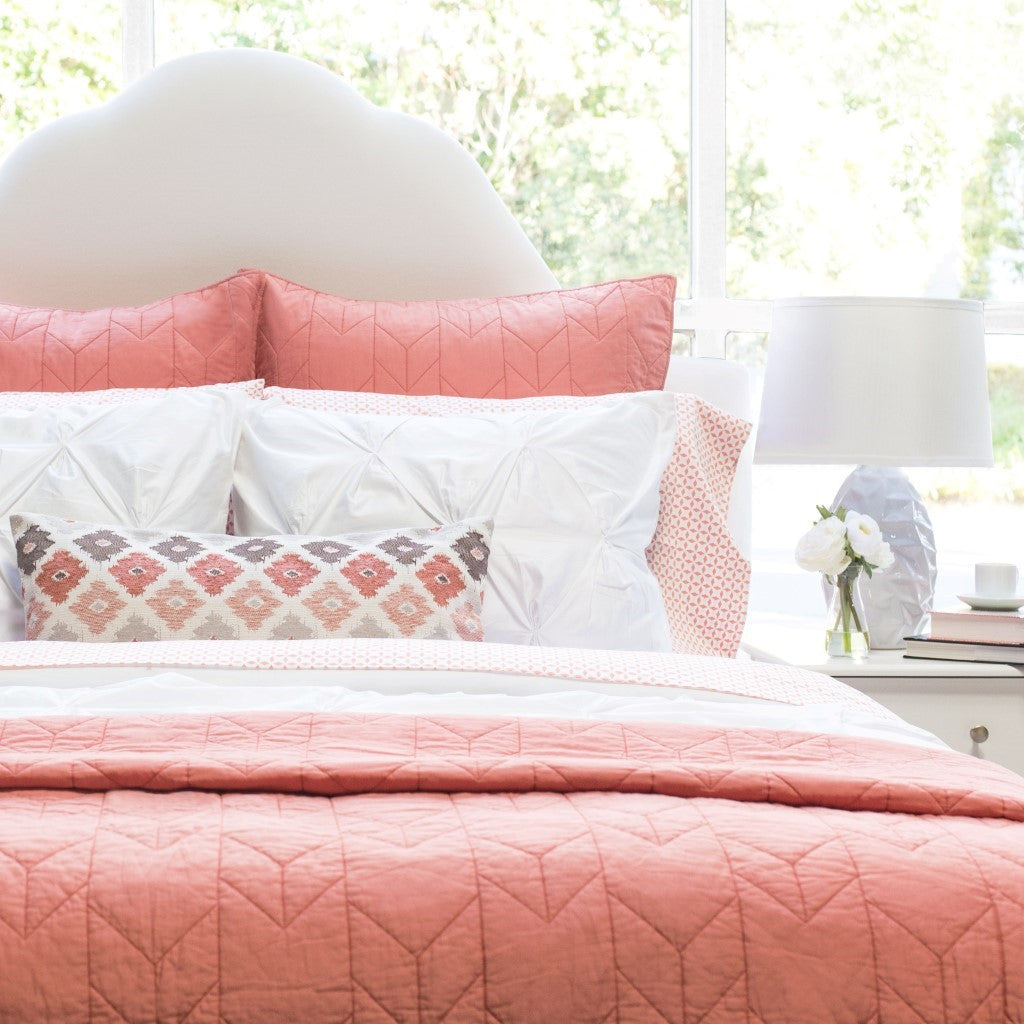 Bedroom inspiration and bedding decor | Coral Chevron Quilt Euro Sham Duvet Cover | Crane and Canopy