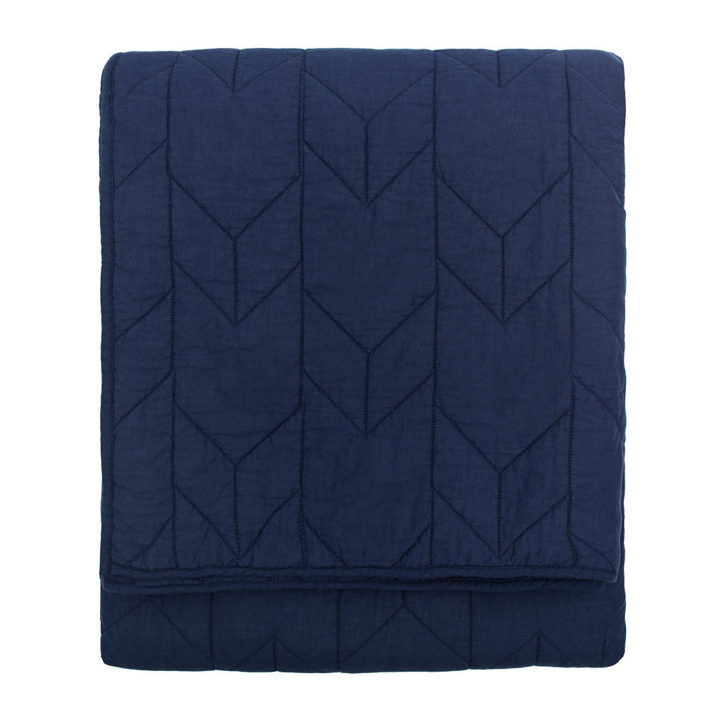 The Chevron Navy Blue Quilt & Sham