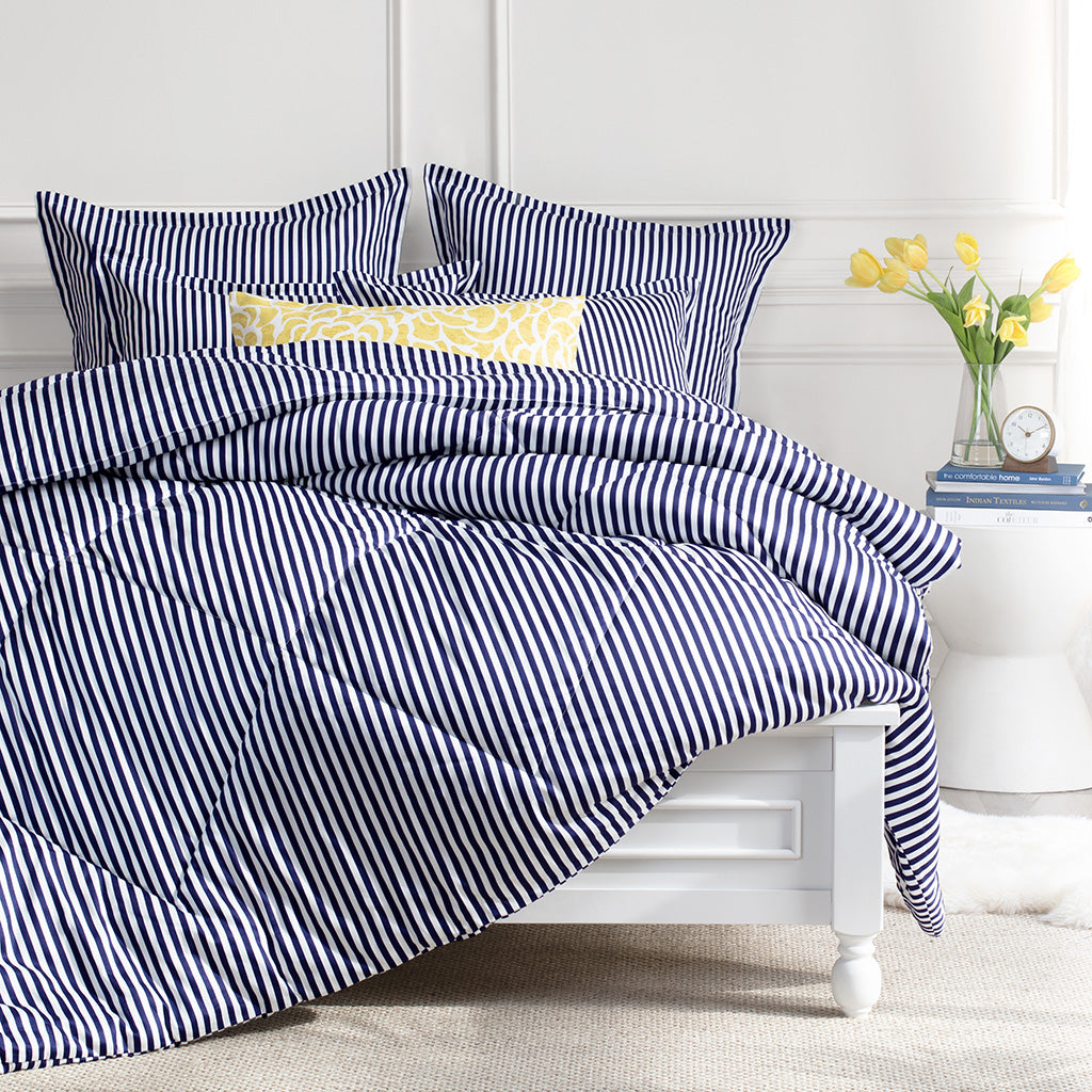 Bedroom inspiration and bedding decor | Larkin Navy Blue Comforter Duvet Cover | Crane and Canopy