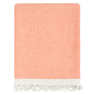 Coral Solid Linen Throw
