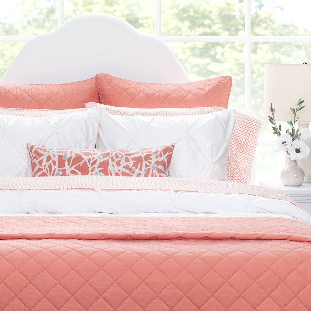 Coral Diamond Quilt Euro Sham