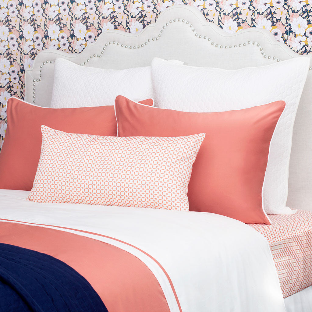 Bedroom inspiration and bedding decor | The Hayes Nova Coral Duvet Cover | Crane and Canopy